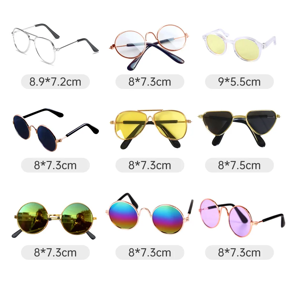 Dog Glasses Pet Vintage Round Glasses Cat Accessories Puppy Photos Props Decorations for Dogs Reflection Eyewear Glasses