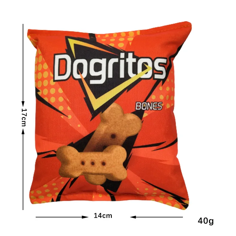 Potato Chip Bag Funny Dog Toys Plush Squeaker Food Toy for Small Medium Dogs Interactive Squeaky Chew Puppy Toys