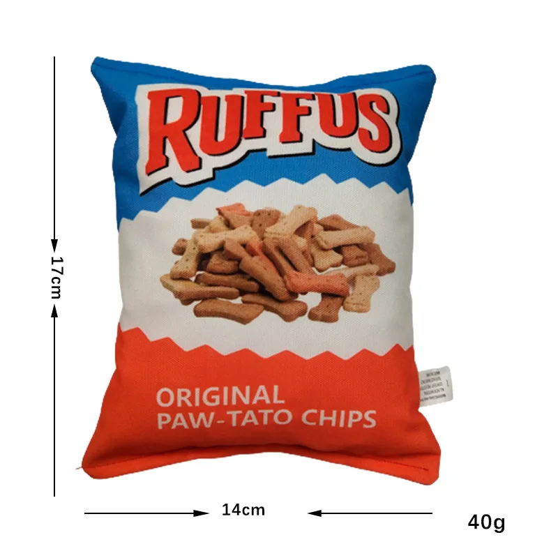 Potato Chip Bag Funny Dog Toys Plush Squeaker Food Toy for Small Medium Dogs Interactive Squeaky Chew Puppy Toys