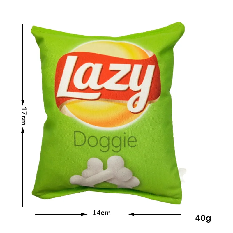 Potato Chip Bag Funny Dog Toys Plush Squeaker Food Toy for Small Medium Dogs Interactive Squeaky Chew Puppy Toys