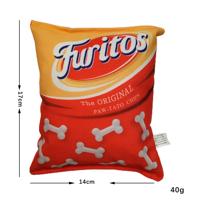 Potato Chip Bag Funny Dog Toys Plush Squeaker Food Toy for Small Medium Dogs Interactive Squeaky Chew Puppy Toys