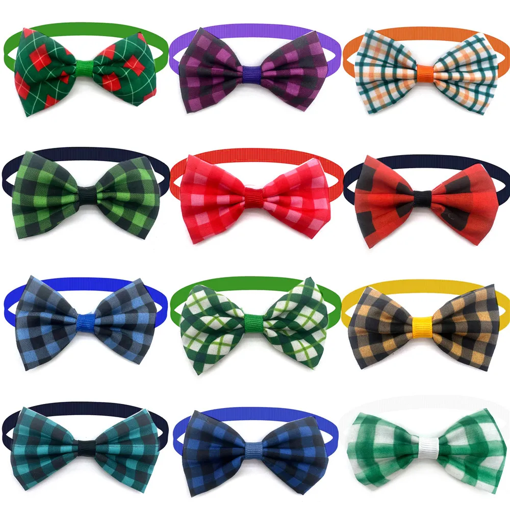 50/100pcs Handmade Bulk Pet Dog Bow Tie Lattice Style Dog Pet Accessories Cute Pet Dog Bowties Dog Grooming Product Dog Supplies