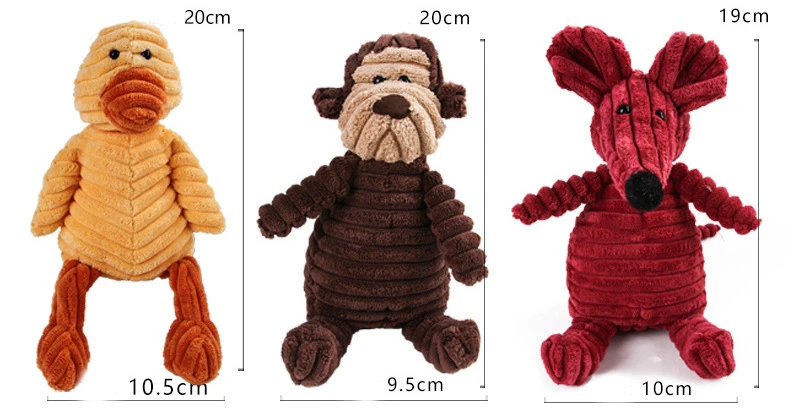Corduroy Dog Toys for Small Large Dogs Animal Plush Dog Squeaky Toy Puppy Chew Toys Bite Resistant Pet Toy For Dogs Squeaker
