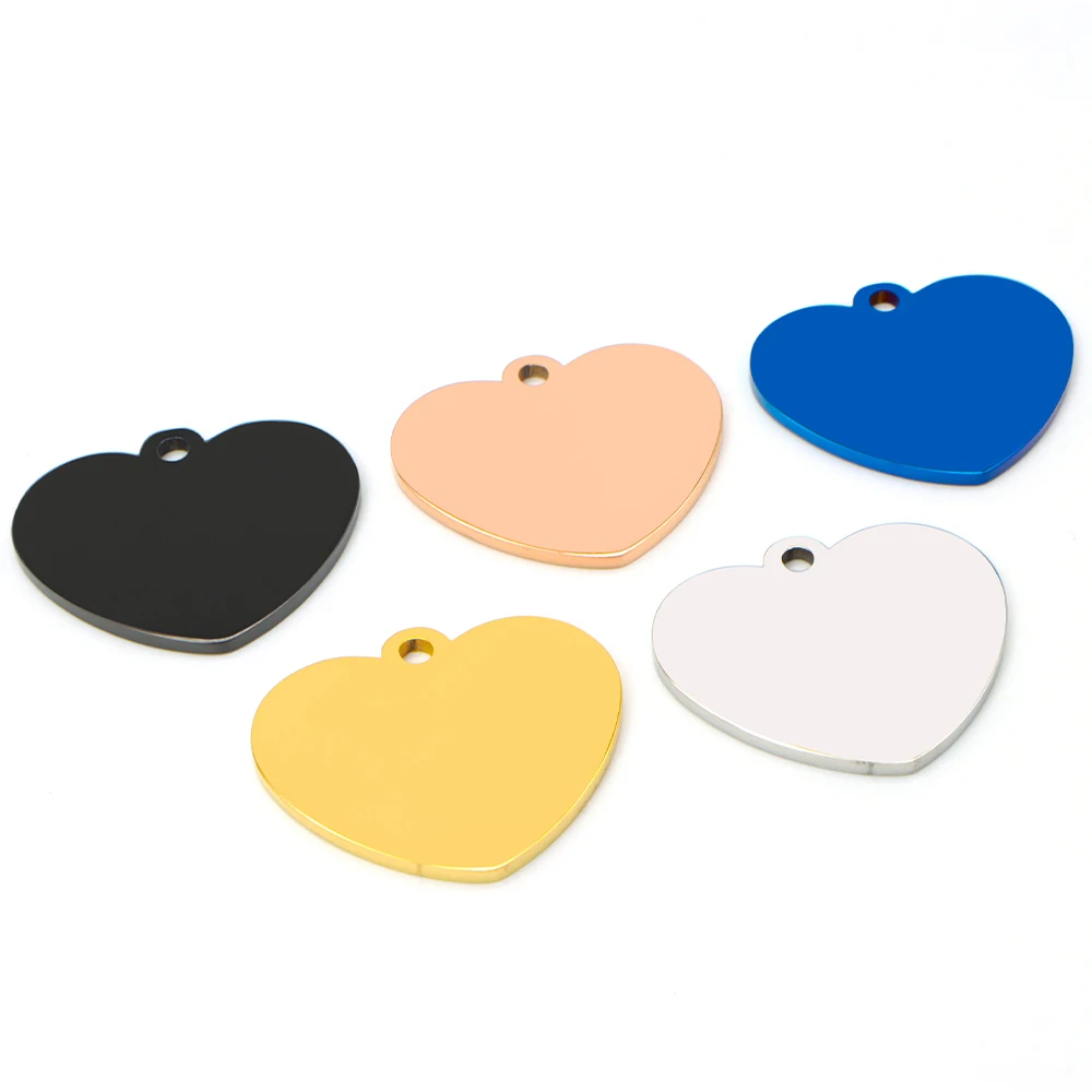 20PCS Heart-shaped Stainless Steel Dog ID Tag Pet Nameplate Pendant Custom Personality Engraved Cat Identity Necklace Accessorie
