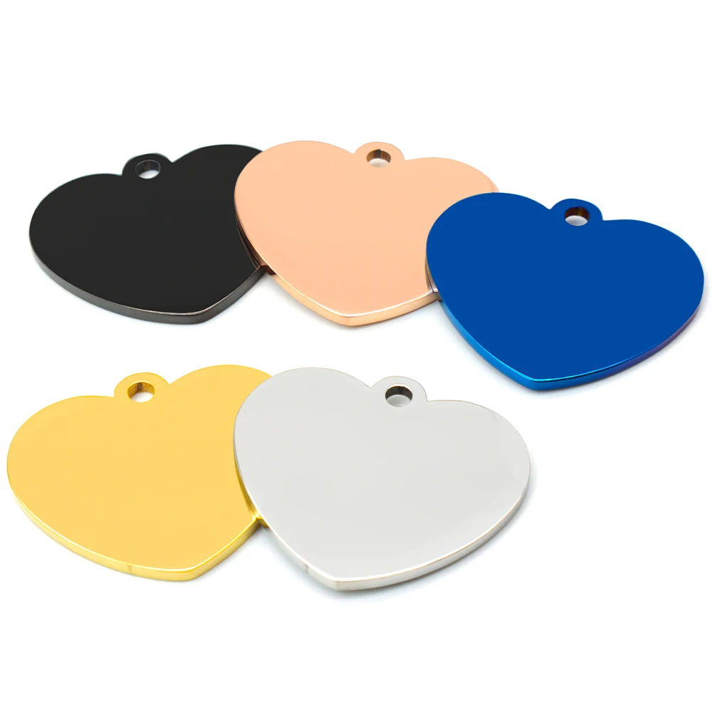 20PCS Heart-shaped Stainless Steel Dog ID Tag Pet Nameplate Pendant Custom Personality Engraved Cat Identity Necklace Accessorie
