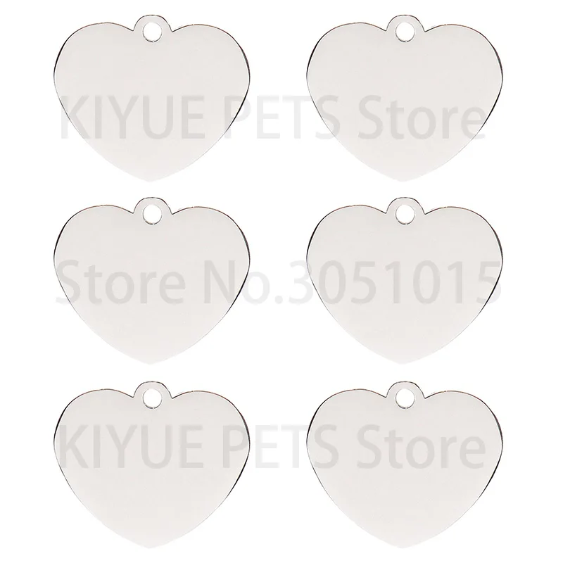 20PCS Heart-shaped Stainless Steel Dog ID Tag Pet Nameplate Pendant Custom Personality Engraved Cat Identity Necklace Accessorie