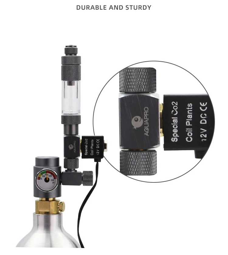 AQUAPRO CO2 Solenoid Valve 12V Pressure Regulator Aquatic Plant Gauge Switch Aquarium Accessories Fish Tanks Cylinder Equipment