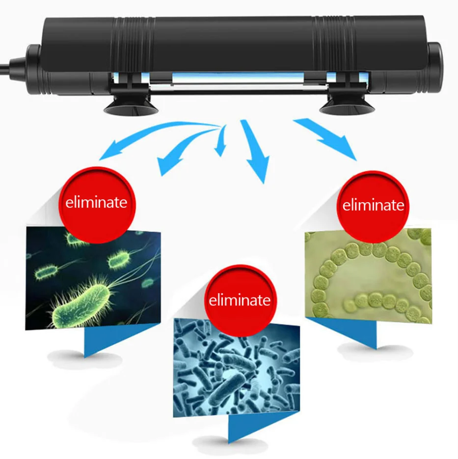 Fish Tank UV Disinfection Lamp Aquarium Sterilizer Germicidal Lighting withTiming Waterproof Bright Aquarium Sterilizer Lamp