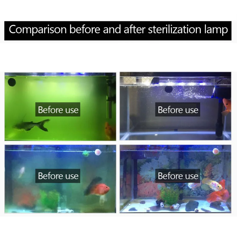 Fish Tank UV Disinfection Lamp Aquarium Sterilizer Germicidal Lighting withTiming Waterproof Bright Aquarium Sterilizer Lamp