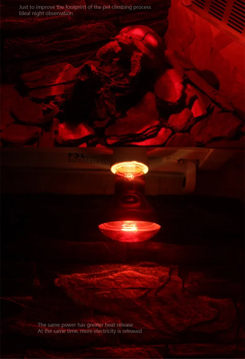 Reptile Heat Lamp Bulb Infrared Basking Spot Lamp 110V/220V Amphibian Snake Lamp Heat Reptile Bulbs 25W 50W 100W Luz Terrario