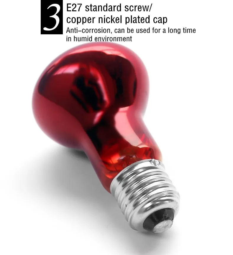 Reptile Heat Lamp Bulb Infrared Basking Spot Lamp 110V/220V Amphibian Snake Lamp Heat Reptile Bulbs 25W 50W 100W Luz Terrario