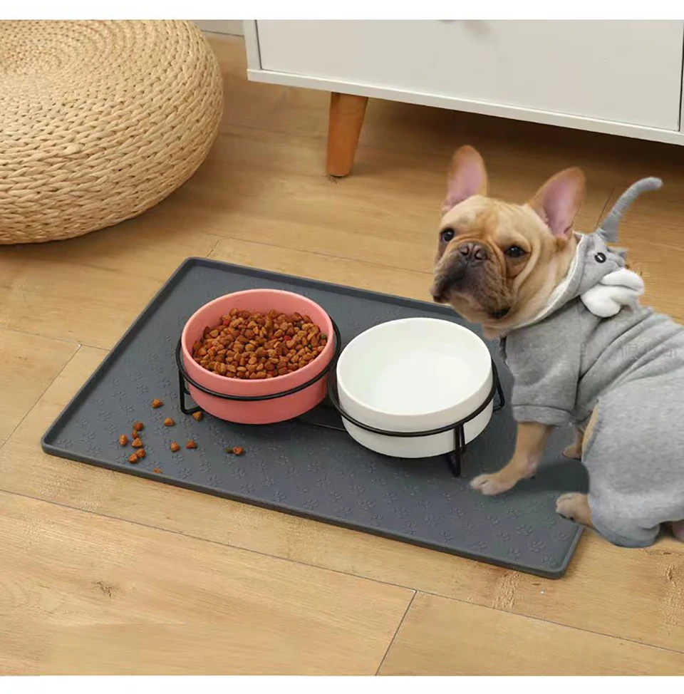 Pet Placemat Cat Dog Drinking Feeding Placemat Feeder Mats Cat Feed Mat Dog Food Bowl Mat Silicone Waterproof Pet Bowl Pad