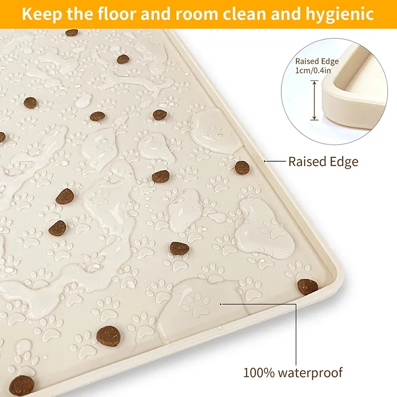 Pet Placemat Cat Dog Drinking Feeding Placemat Feeder Mats Cat Feed Mat Dog Food Bowl Mat Silicone Waterproof Pet Bowl Pad