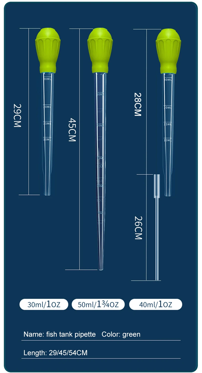 Aquarium Siphon Lengthen Pipettes Fish Tank Vacuum Cleaner Simple Cleaning Tool for Aquarium Water Changer 29cm 54cm 30ml 50ml
