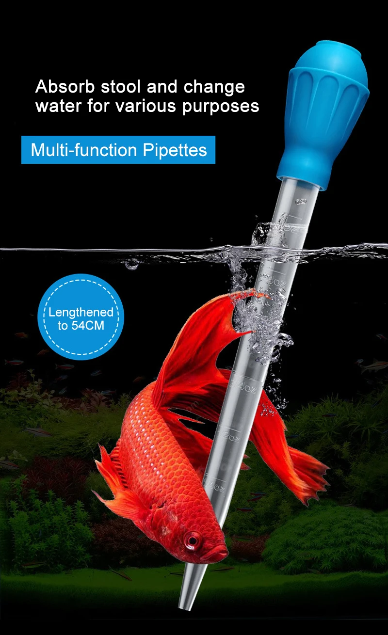 Aquarium Siphon Lengthen Pipettes Fish Tank Vacuum Cleaner Simple Cleaning Tool for Aquarium Water Changer 29cm 54cm 30ml 50ml