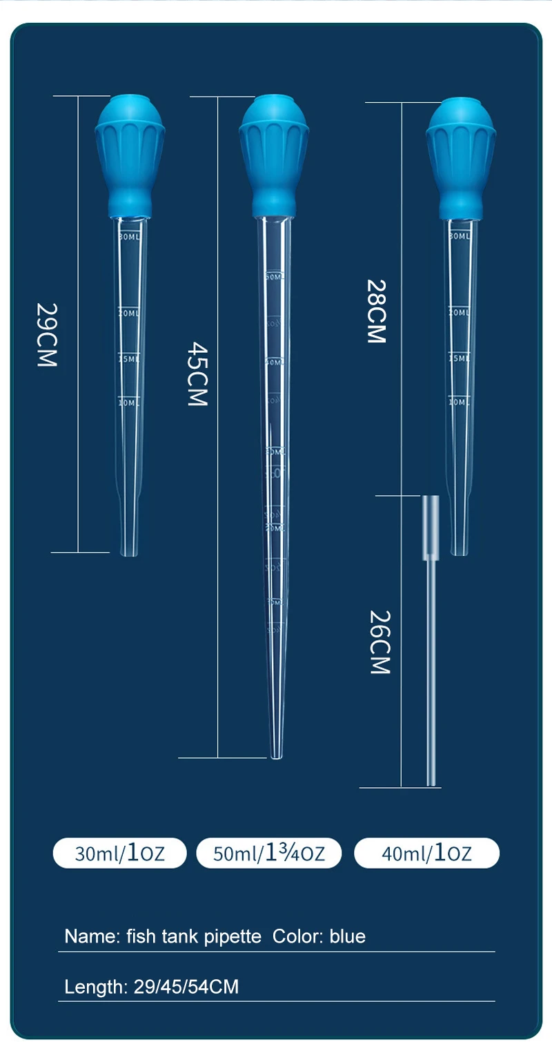 Aquarium Siphon Lengthen Pipettes Fish Tank Vacuum Cleaner Simple Cleaning Tool for Aquarium Water Changer 29cm 54cm 30ml 50ml