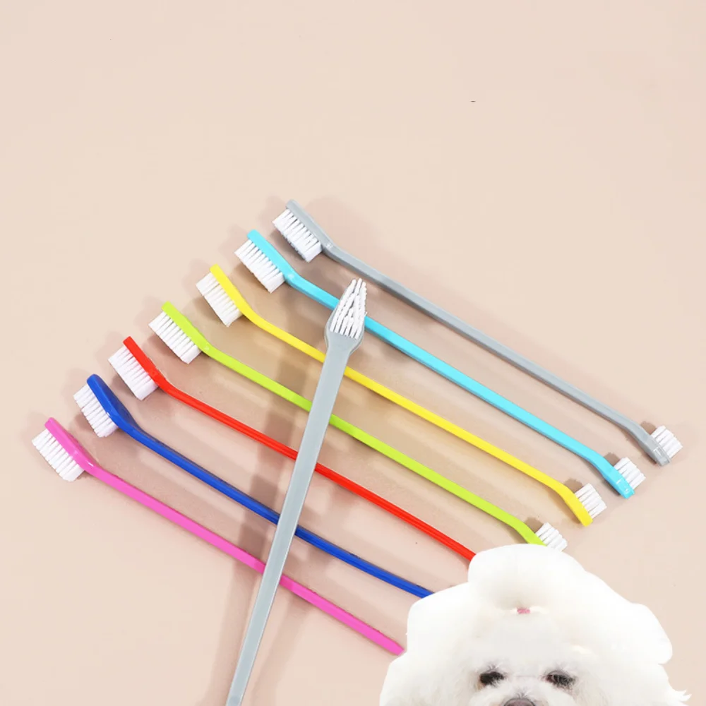 Double-headed Dog Toothbrush Portable Soft Multi-angle Pet Cleaning Tool Nontoxic Tooth Finger Brush