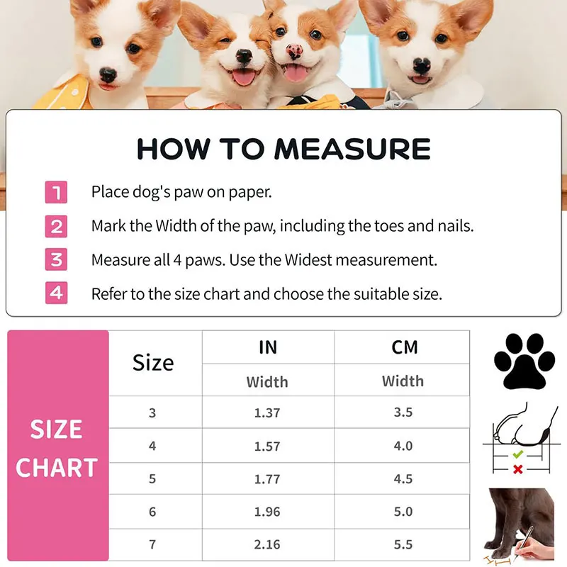 4pcs Waterproof Pet Dog Shoes Antiskid Rain Snow Boot Thick Warm For Small Cats Dogs Puppy Dog Socks Booties Pet Paw Accessories