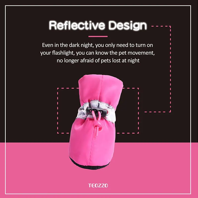 4pcs Waterproof Pet Dog Shoes Antiskid Rain Snow Boot Thick Warm For Small Cats Dogs Puppy Dog Socks Booties Pet Paw Accessories
