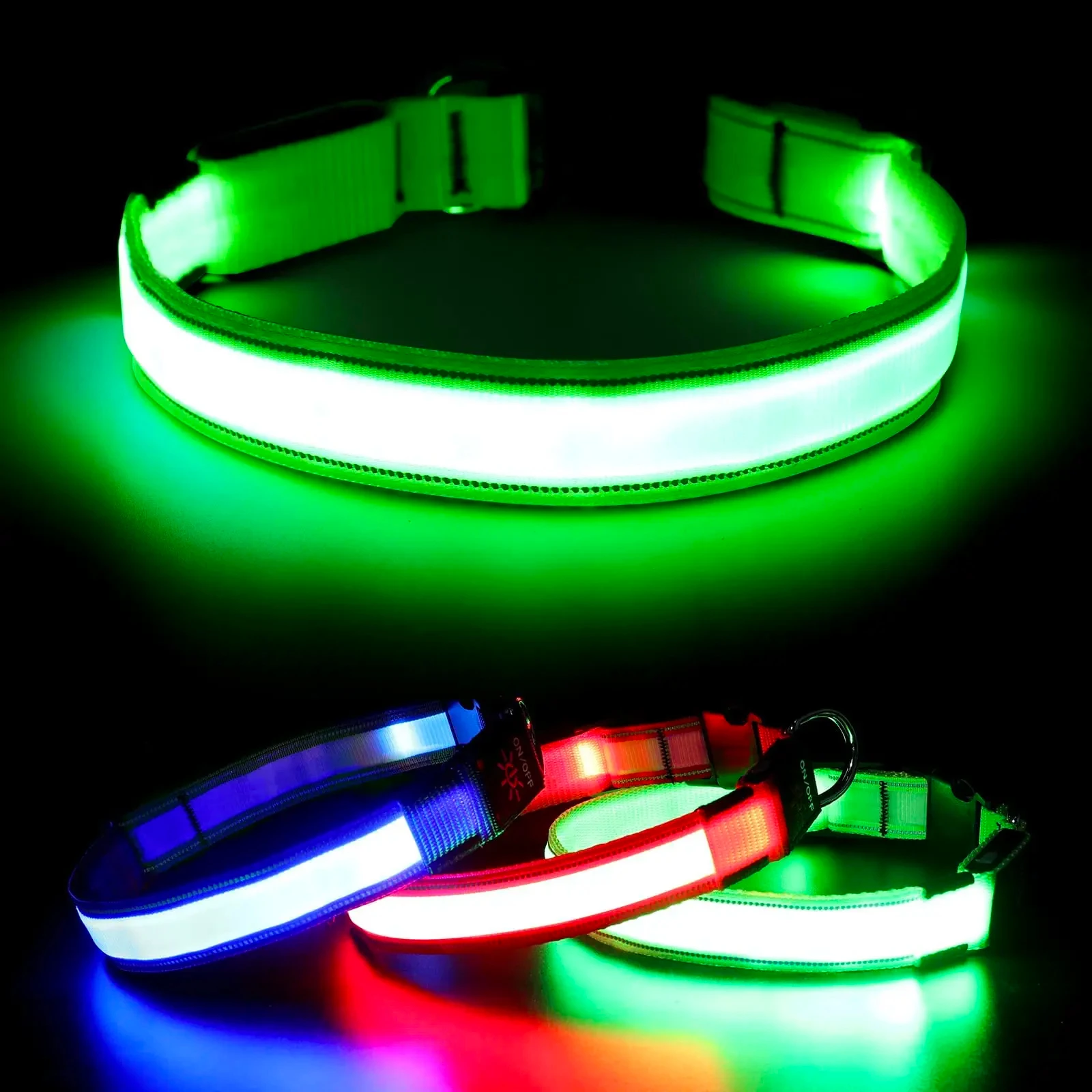 LED Luminous Collar Adjustable Glowing Dog Collar USB Rechargea Flashing Anti-Lost/Avoid Car Accident Collar Dogs Pet Products