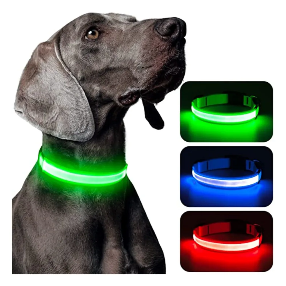 LED Luminous Collar Adjustable Glowing Dog Collar USB Rechargea Flashing Anti-Lost/Avoid Car Accident Collar Dogs Pet Products