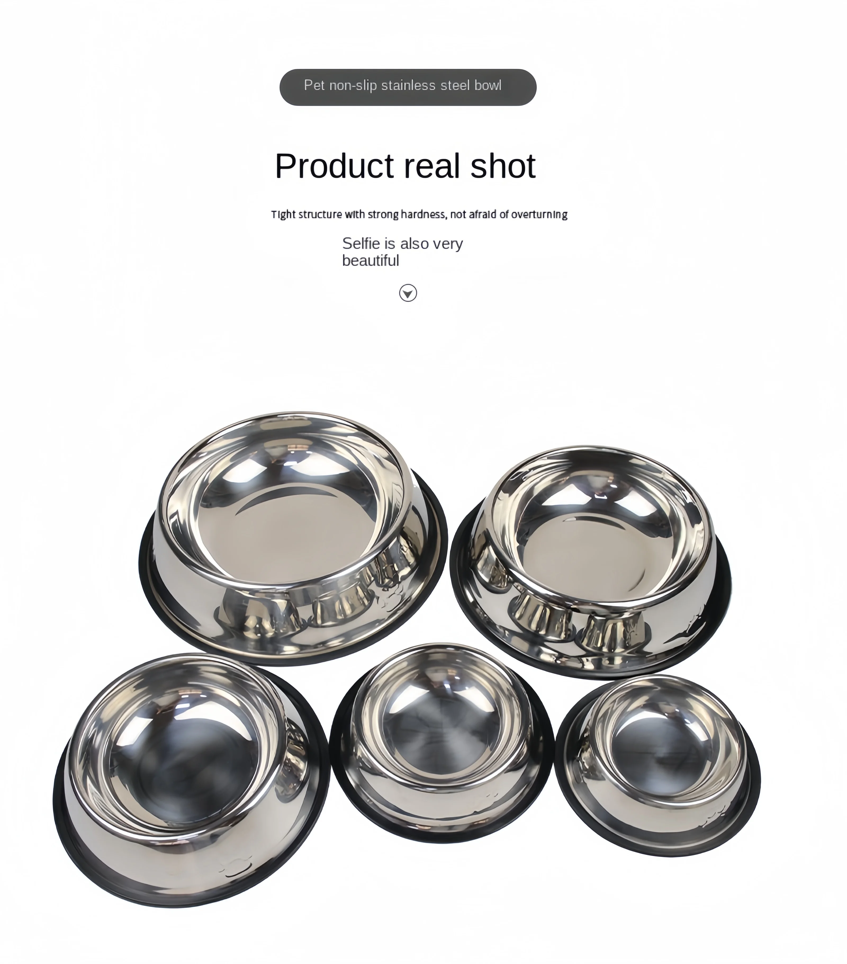 Pet Dog Cat Stainless Steel Bowl Pet Feeding Bowl Cat and Dog Drinking Bowl Metal Feeder Bowl Durable Easy To Clean 6 Sizes