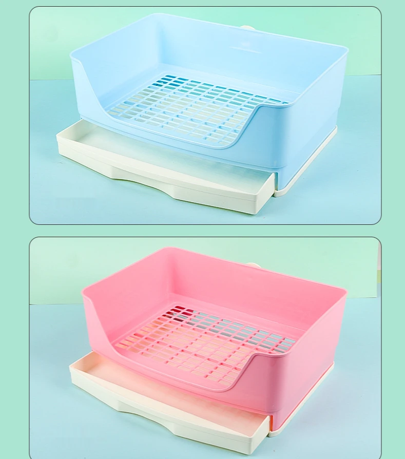 Pet Rabbit Large Drawer Toilet Anti-Overturning Fixed In Cage Small Animal Guinea Pig Adult Hamster Easy Clean Potty Trainer