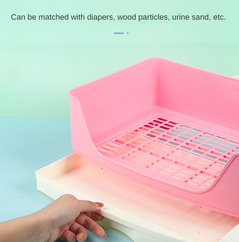 Pet Rabbit Large Drawer Toilet Anti-Overturning Fixed In Cage Small Animal Guinea Pig Adult Hamster Easy Clean Potty Trainer