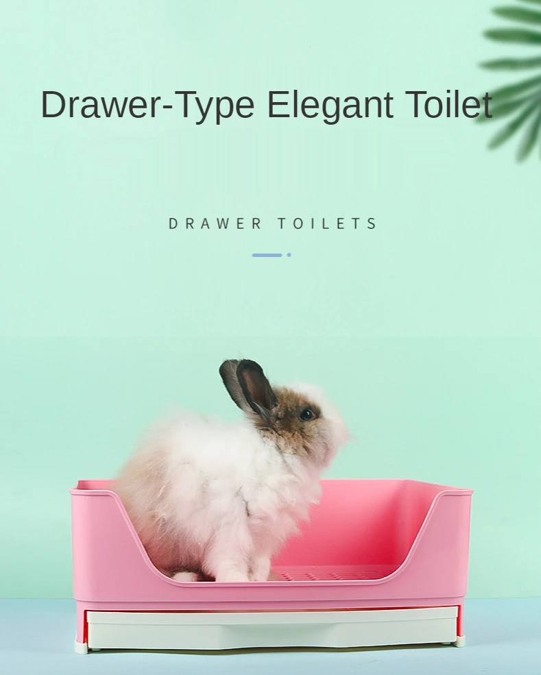 Pet Rabbit Large Drawer Toilet Anti-Overturning Fixed In Cage Small Animal Guinea Pig Adult Hamster Easy Clean Potty Trainer
