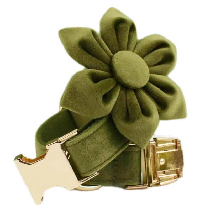 Personalized Dog Collar Velvet Puppy Adjustable Collar for Small Medium Big Dogs Collars with Name Customized ID Tag Engraving
