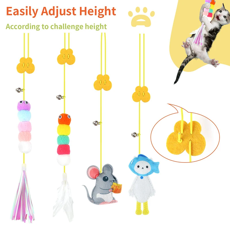 Cat Toys Swing Sticky Disc Elastic Hanging Door Teasing Rope Long Rope Teasing Cat Toy Cat Accessories Pet Kitten Toy