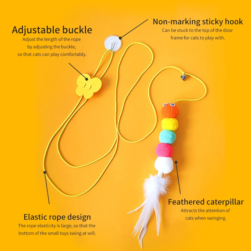 Cat Toys Swing Sticky Disc Elastic Hanging Door Teasing Rope Long Rope Teasing Cat Toy Cat Accessories Pet Kitten Toy