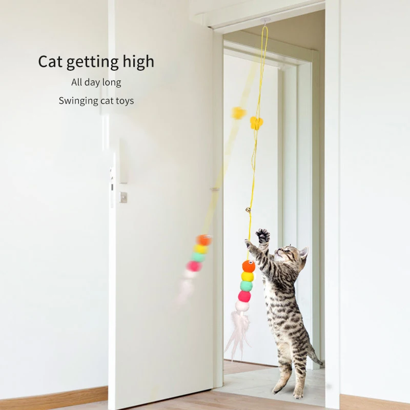 Cat Toys Swing Sticky Disc Elastic Hanging Door Teasing Rope Long Rope Teasing Cat Toy Cat Accessories Pet Kitten Toy