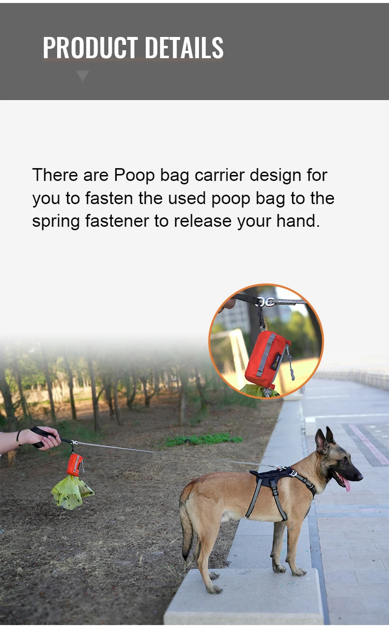 Truelove Pet Dog Adjustable Small Bag Dispenser Canine Poop Bag Holder with Carabiner Suitable for All Dog Leashes Walk TLB2012