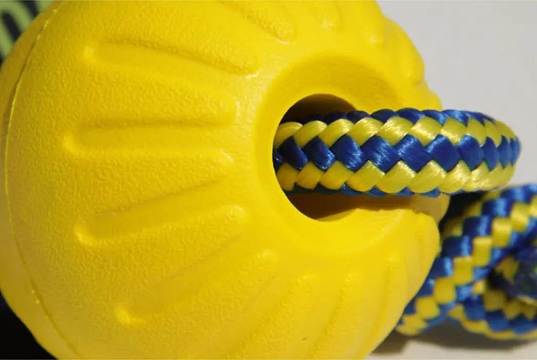 1pc Teeth Indestructible Bite Rubber Puppy Funny Training Ball Chew Toys Play Fetch Solid with Carrier Rope Pet Dog Toy