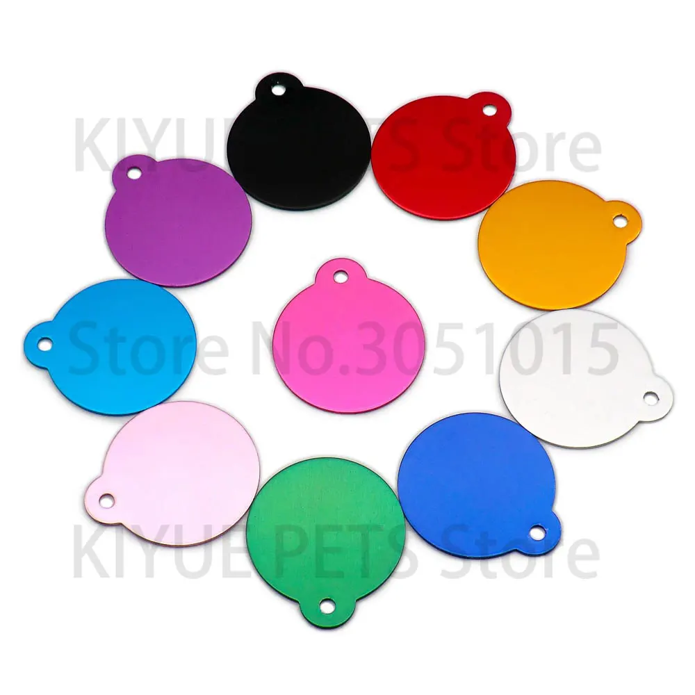 Wholesale 100pcs Dog Pet ID Tags Pendant Plate Lost Tag Puppy Cat Name Address Lable Round Collar Keyrings Accessories