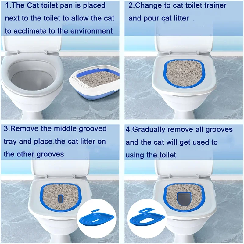 Reusable Cat Use Toilet Training Products Pet Cats Plastic Toilet Trainer Cat Toilet Training Kit Pets Litter Cleaning Tray Mat