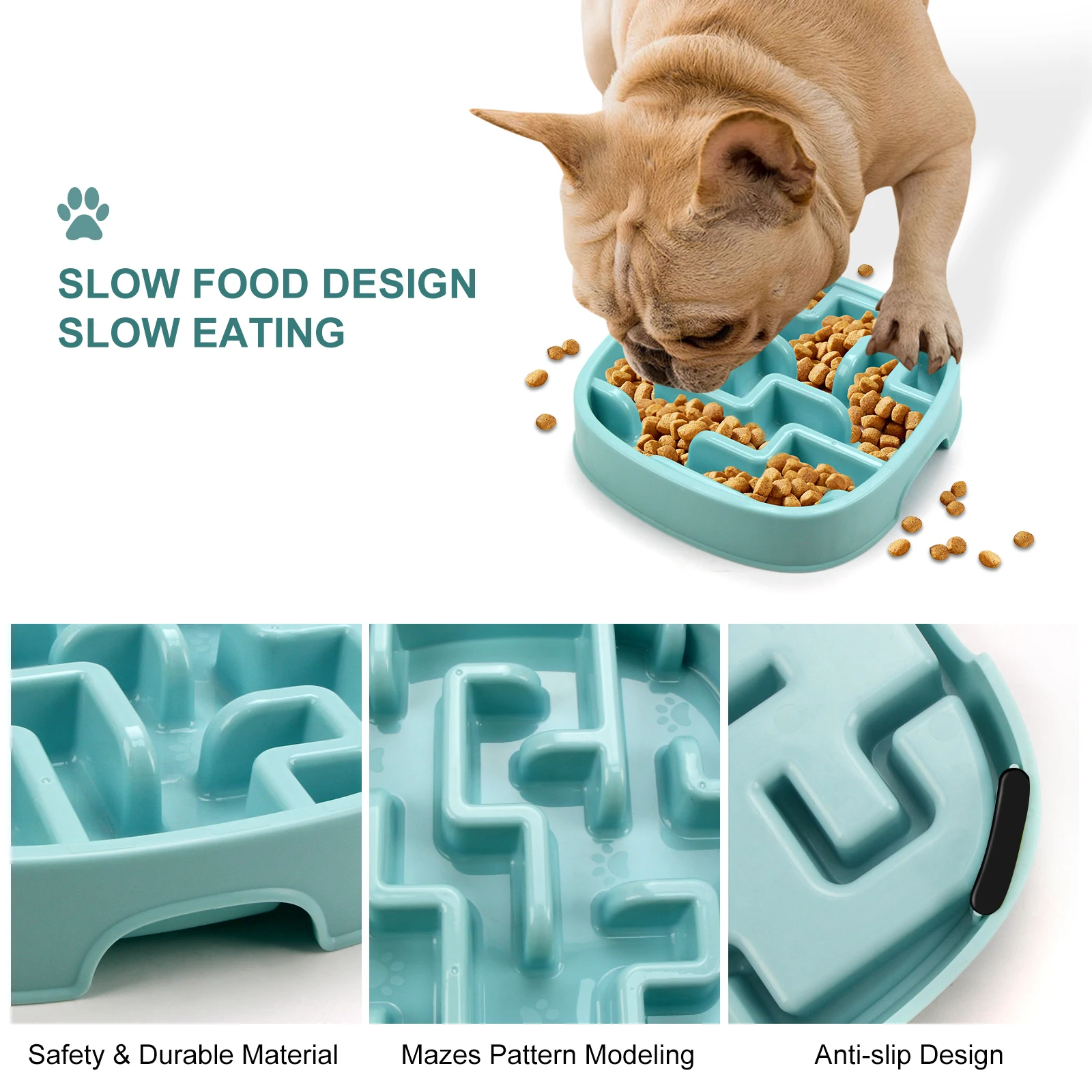 Pet Dog Slow Feeder Bowl Fun Non Slip Anti-Gulping Slower Food Feeding Dishes Eco Dog Bowl for Large Medium Small Dogs Puppy