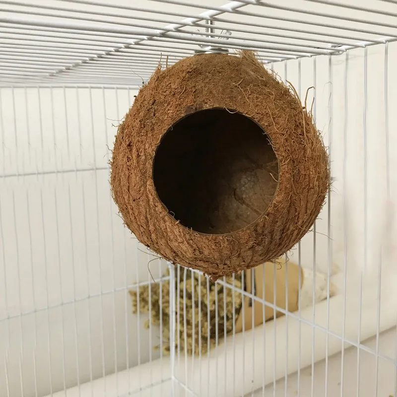 1PC Pet Bird Coconut Shell Nest Parrot Natural Perch Small Animals Comfortable Parrot Coconut Shell Nest