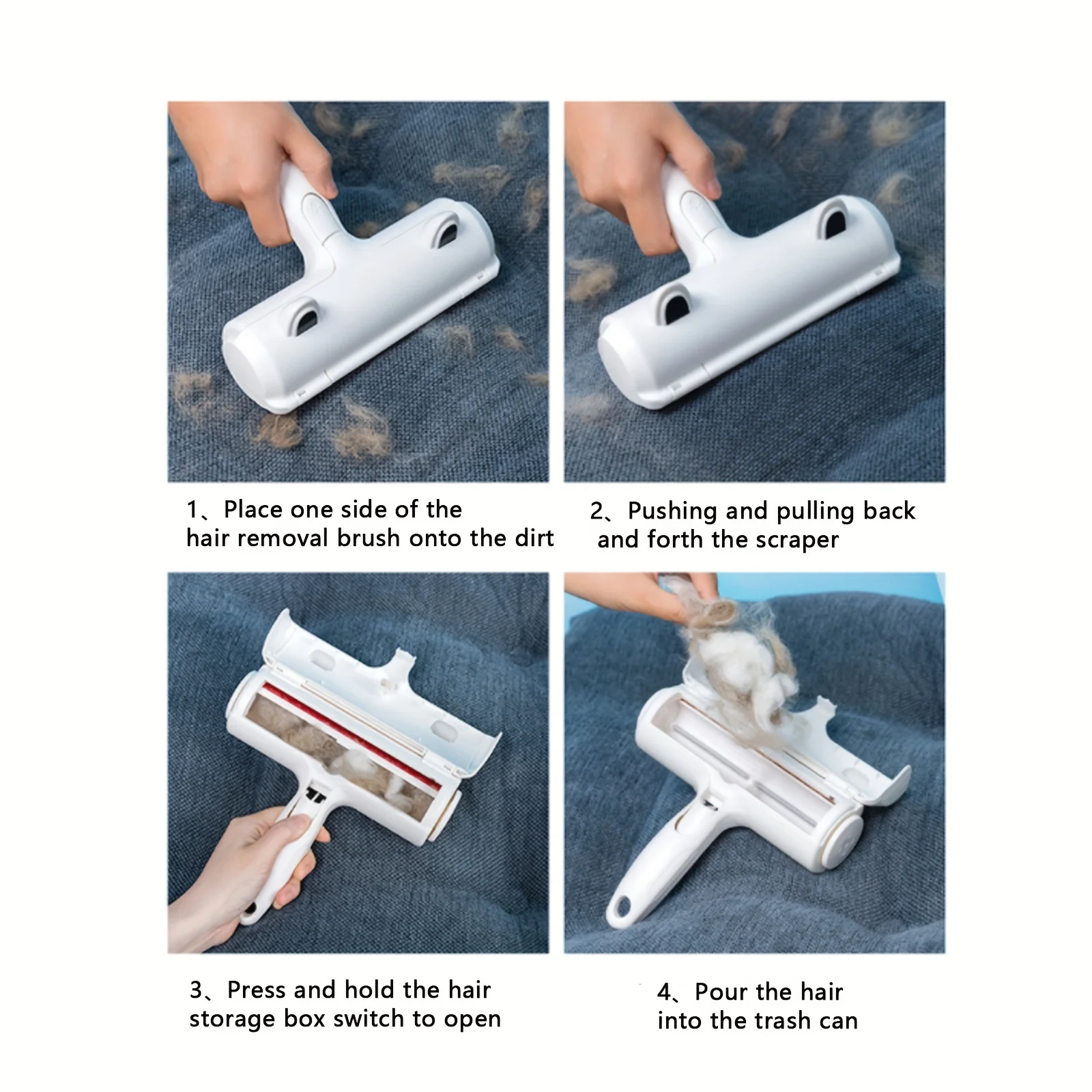 Reusable Pet Hair Remover Roller with Self-Cleaning Base - Upgraded Animal Fur Removal Tool for Couch, Furniture, Carpet, Car Se