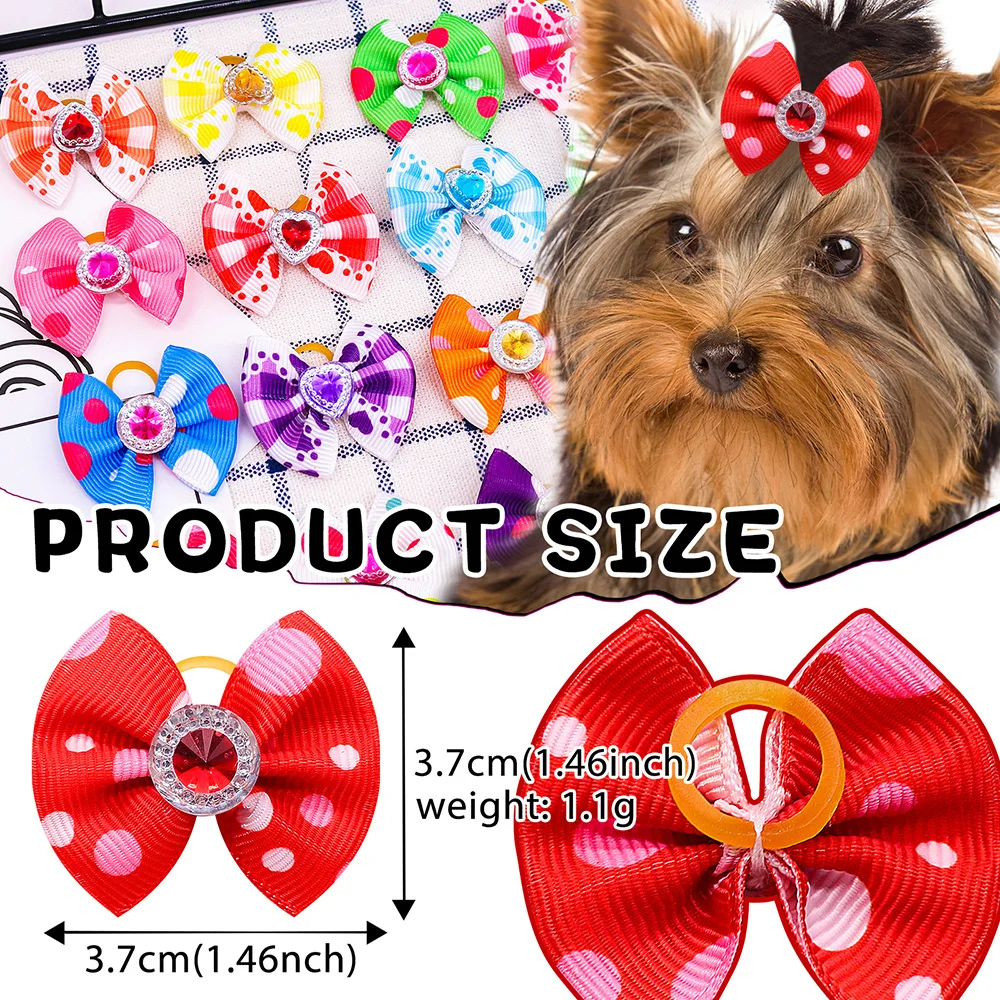 10/20/50PCS Dog Bow Puppy Grooming Accessories Decoration Cats Dogs Hair Bow Wholesale Multicolour Bow Rubber Band Pet Supplies