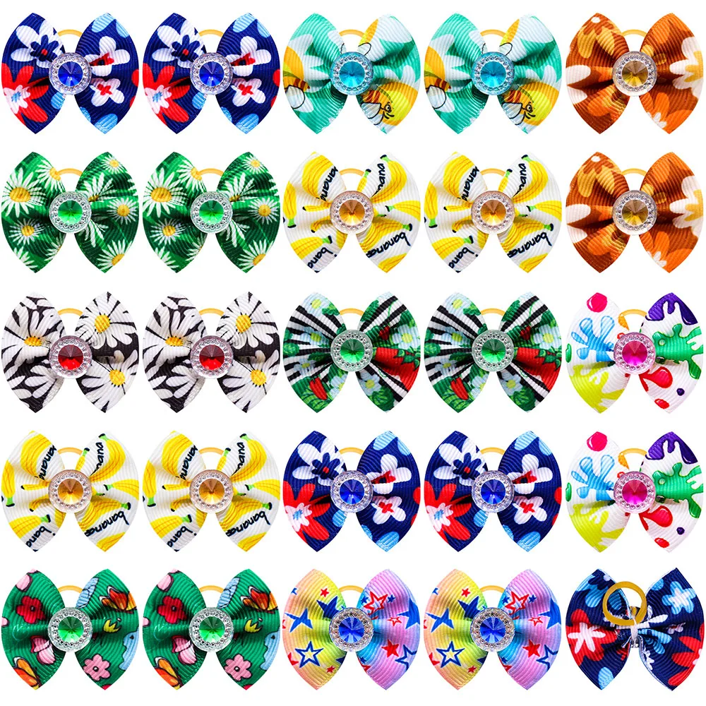 10/20/50PCS Dog Bow Puppy Grooming Accessories Decoration Cats Dogs Hair Bow Wholesale Multicolour Bow Rubber Band Pet Supplies