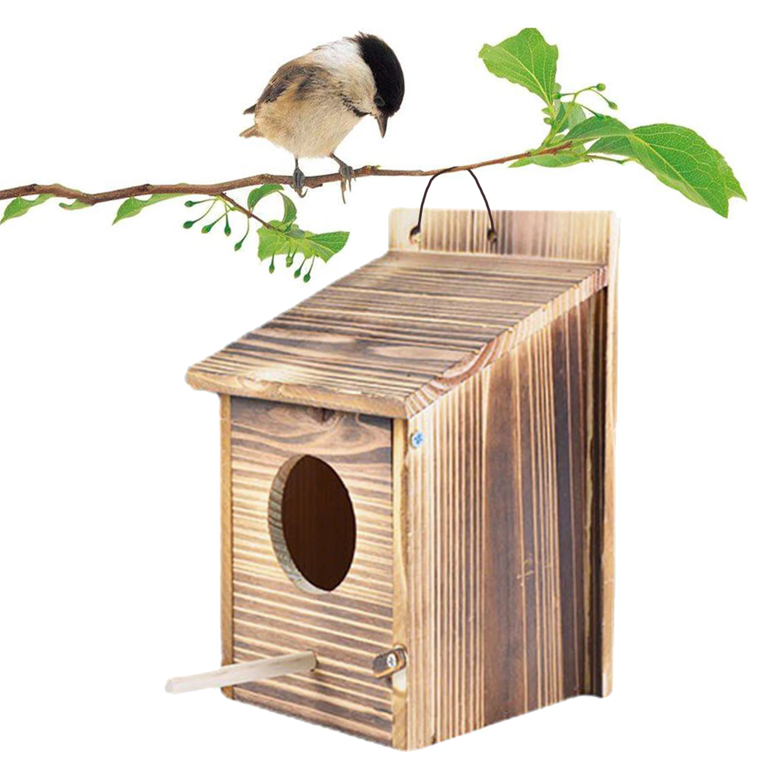 Wooden Bird House Outdoor Weatherproof Parrot Bird Nest Breeding Sleeping Box Paint Decorative DIY Storage Hanging Birdhouse