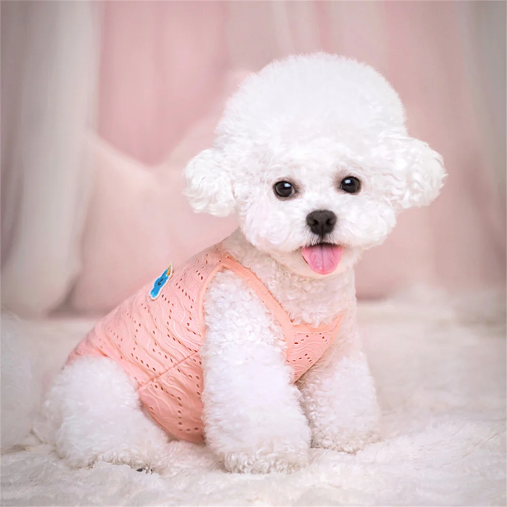 Summer Puppy Dog Cat Camisole Vest Cute Mesh Pet Clothes for Small Dogs Poodle Maltese Shirts Mascotas Apparels Ropa Para Perros