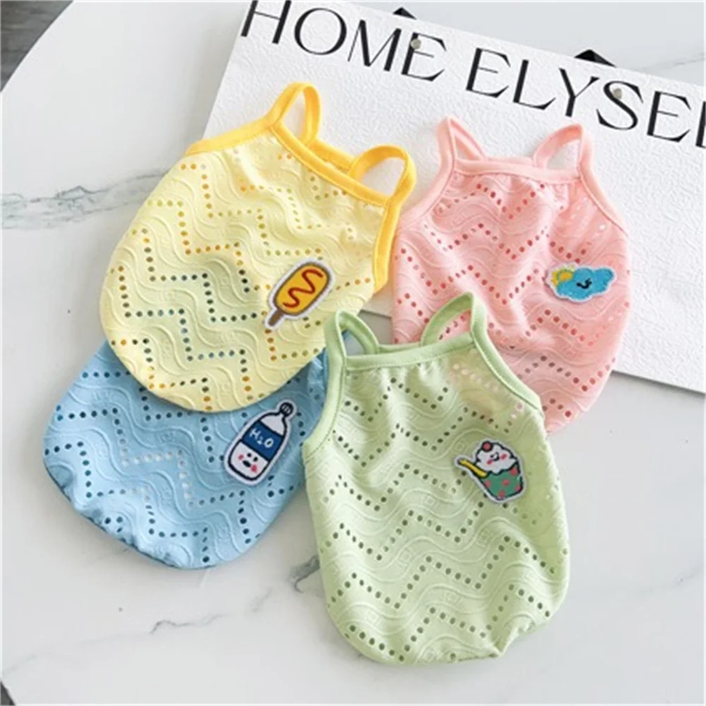 Summer Puppy Dog Cat Camisole Vest Cute Mesh Pet Clothes for Small Dogs Poodle Maltese Shirts Mascotas Apparels Ropa Para Perros