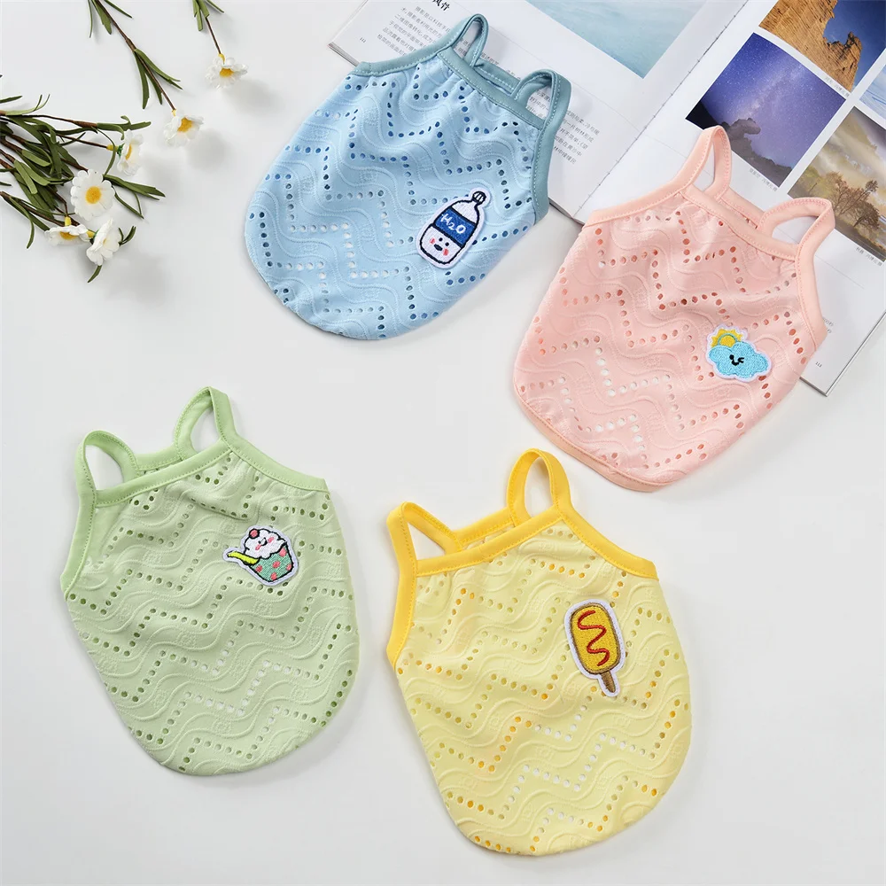Summer Puppy Dog Cat Camisole Vest Cute Mesh Pet Clothes for Small Dogs Poodle Maltese Shirts Mascotas Apparels Ropa Para Perros