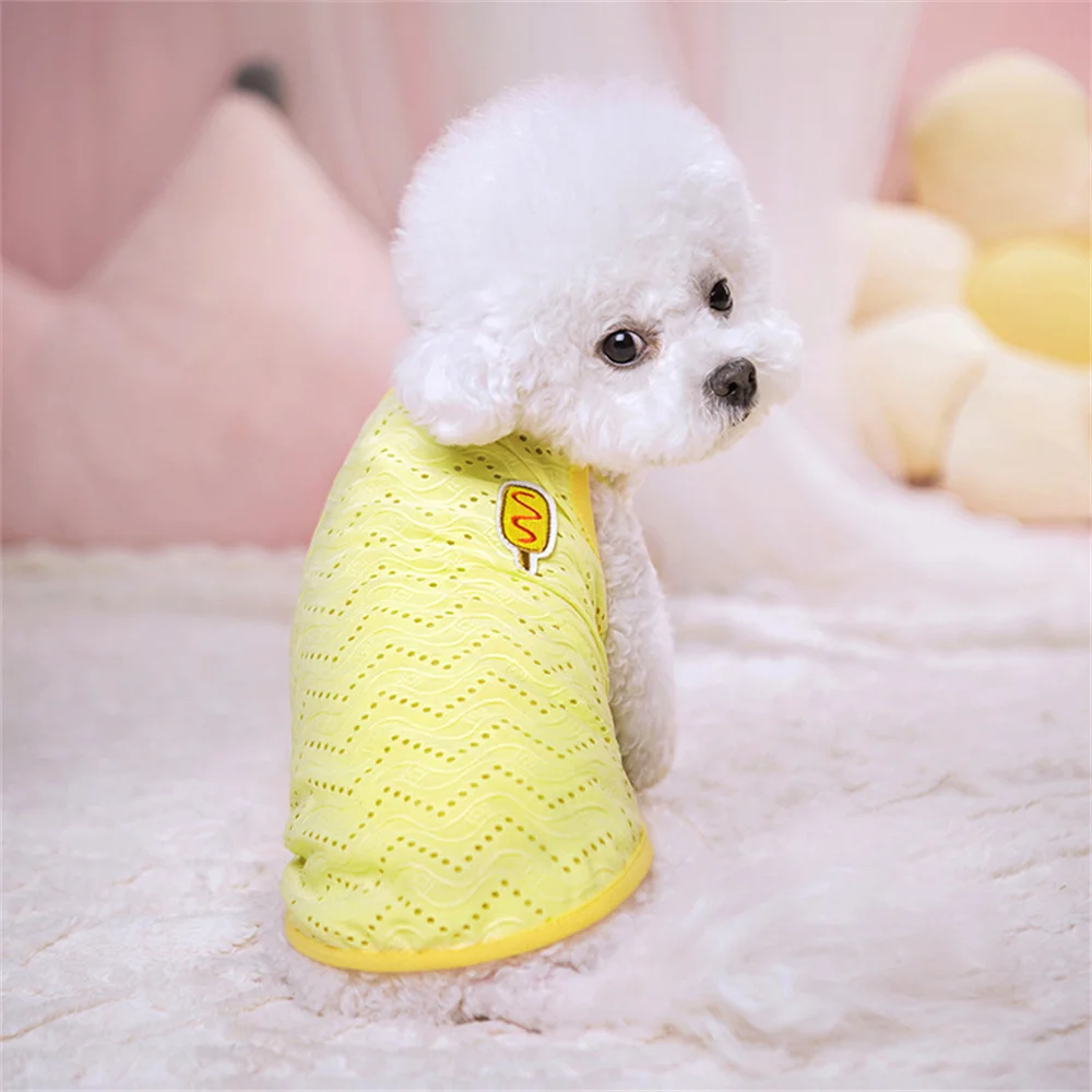 Summer Puppy Dog Cat Camisole Vest Cute Mesh Pet Clothes for Small Dogs Poodle Maltese Shirts Mascotas Apparels Ropa Para Perros