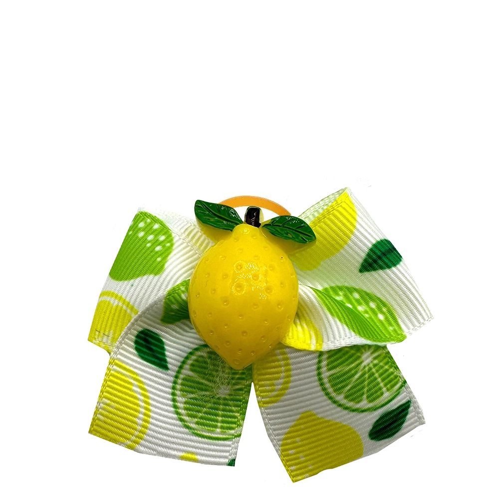 50pcs Small Dog Grooming Bows Strawberry Lemon Style Pet Dog Hair Bows Rubber Bands Dog Hair Accessories Pet Supplies for Dogs