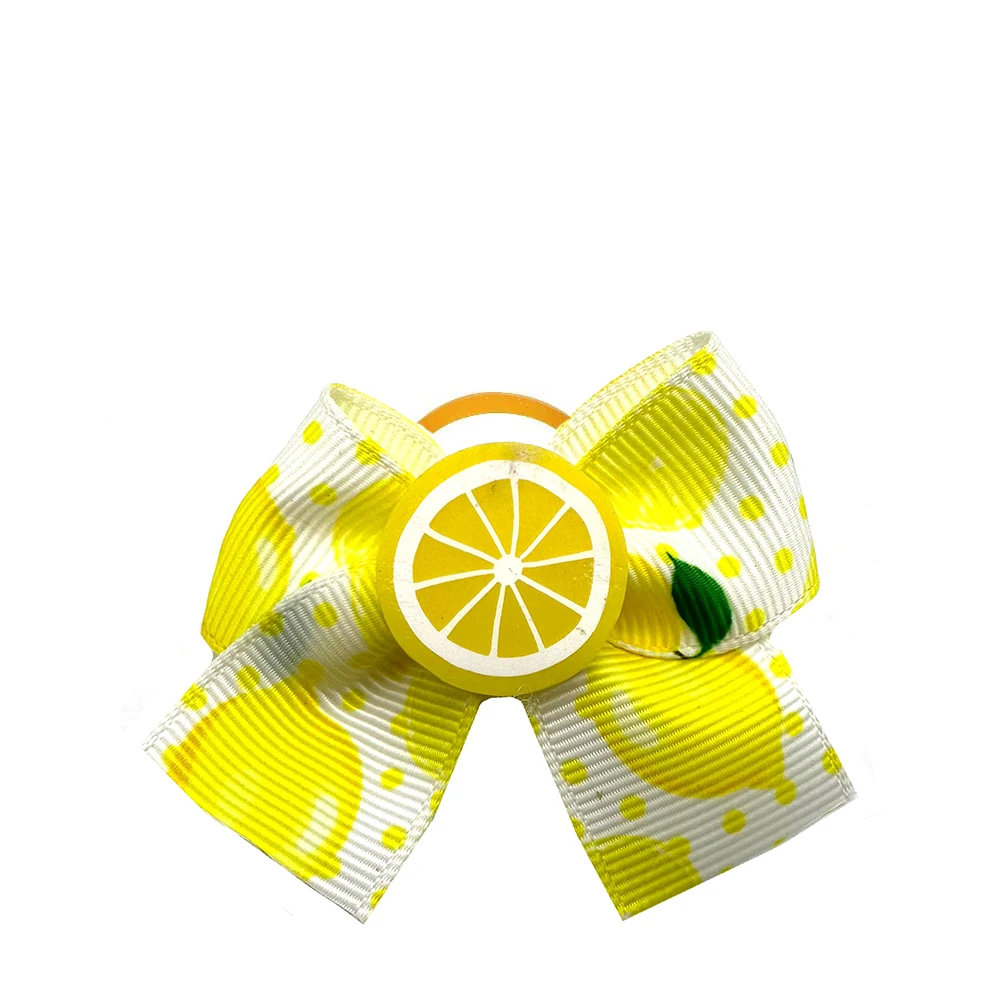 50pcs Small Dog Grooming Bows Strawberry Lemon Style Pet Dog Hair Bows Rubber Bands Dog Hair Accessories Pet Supplies for Dogs