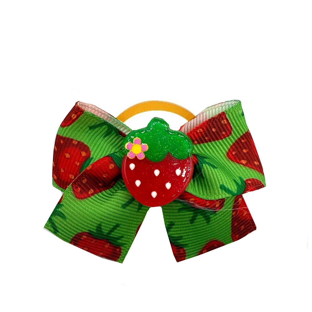 50pcs Small Dog Grooming Bows Strawberry Lemon Style Pet Dog Hair Bows Rubber Bands Dog Hair Accessories Pet Supplies for Dogs